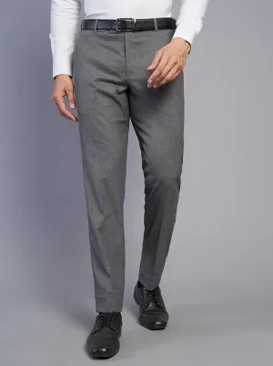 Grey Solid Super Slim Fit Formal Trouser | JadeBlue