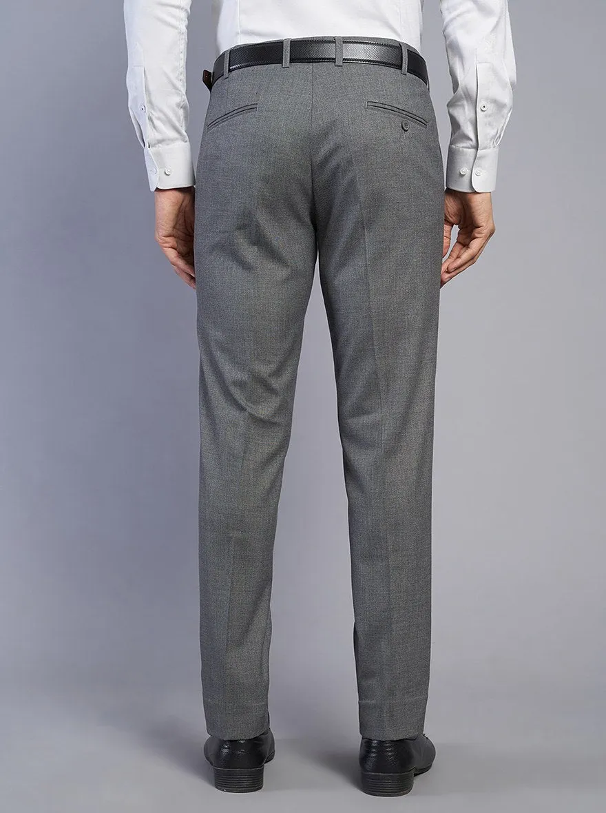 Grey Solid Super Slim Fit Formal Trouser | JadeBlue