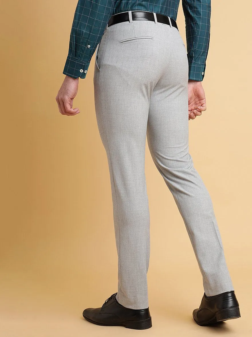 Grey Solid Super Slim Fit Formal Trouser | JadeBlue