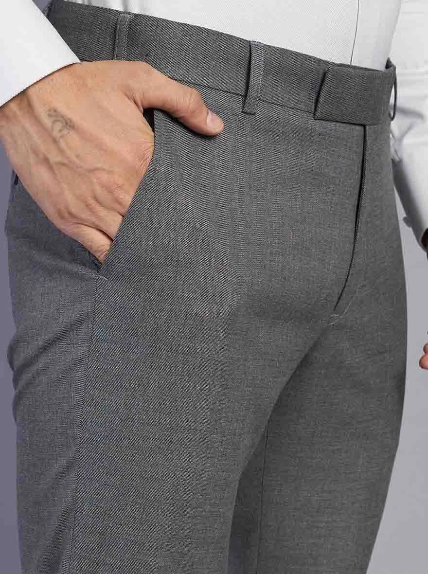 Grey Solid Super Slim Fit Formal Trouser | JadeBlue