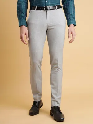 Grey Solid Super Slim Fit Formal Trouser | JadeBlue