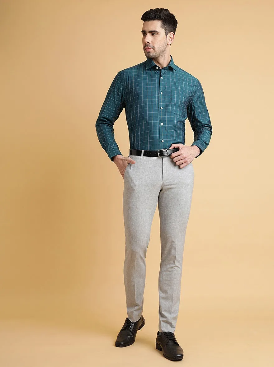 Grey Solid Super Slim Fit Formal Trouser | JadeBlue