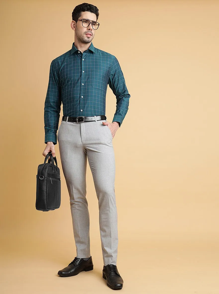 Grey Solid Super Slim Fit Formal Trouser | JadeBlue
