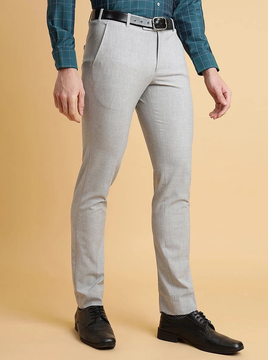 Grey Solid Super Slim Fit Formal Trouser | JadeBlue