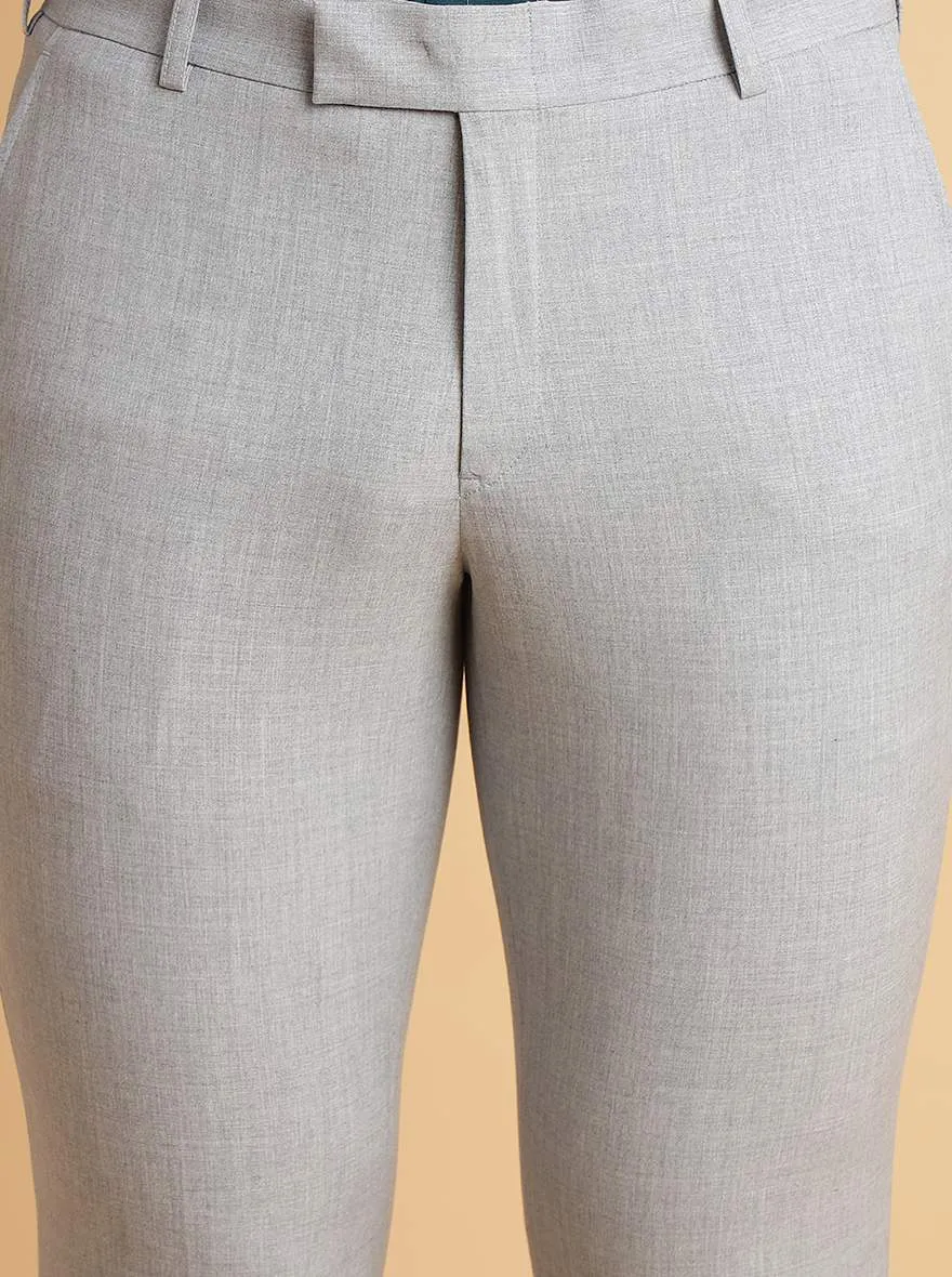 Grey Solid Super Slim Fit Formal Trouser | JadeBlue
