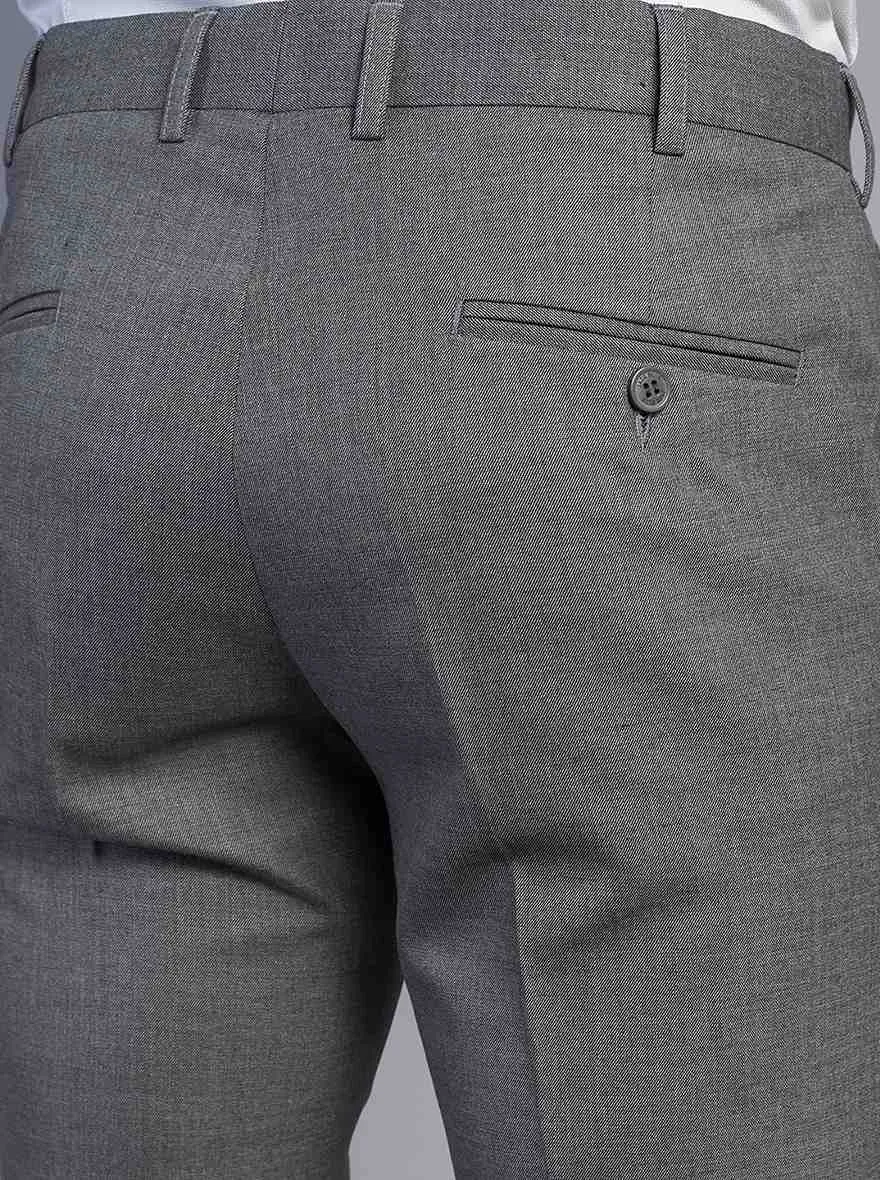 Grey Solid Super Slim Fit Formal Trouser | JadeBlue