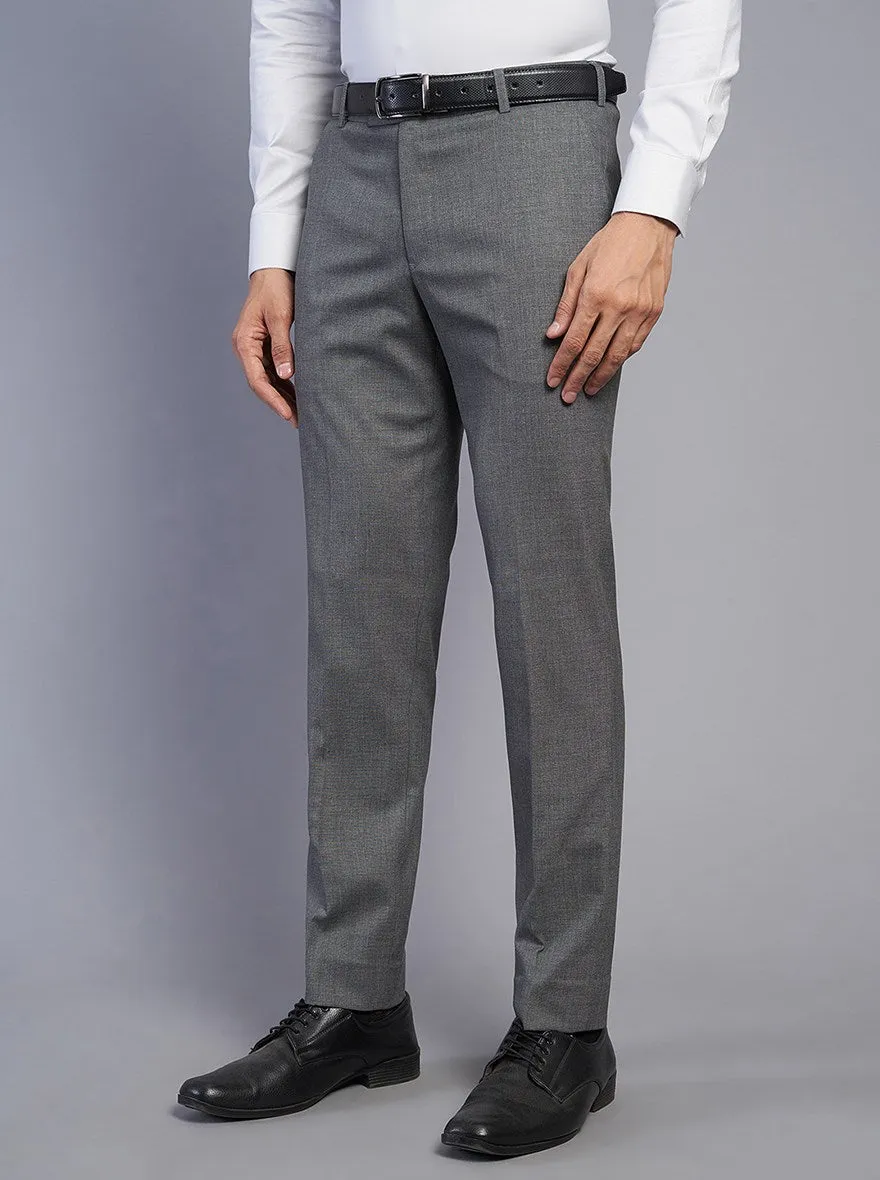 Grey Solid Super Slim Fit Formal Trouser | JadeBlue