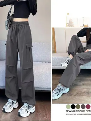 Grey Straight Fit Cargo Pants