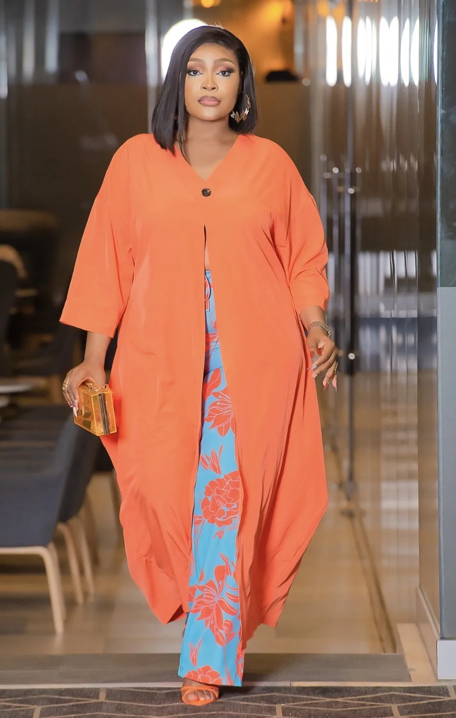 Groovy Chic- 2pc Button Embellished Kaftan/Pant SET (3 print design colors)