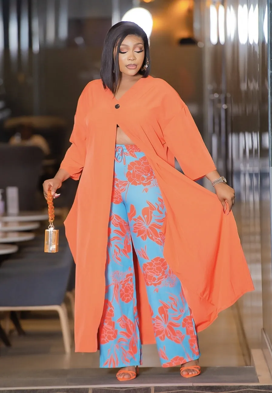 Groovy Chic- 2pc Button Embellished Kaftan/Pant SET (3 print design colors)