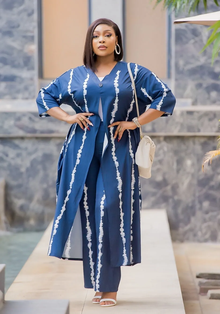 Groovy Chic- 2pc Button Embellished Kaftan/Pant SET (3 print design colors)