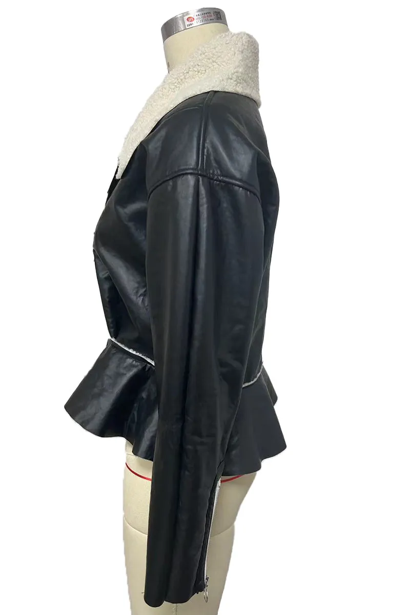 HCR1177 Chic Shearling Peplum Jacket Outerwear