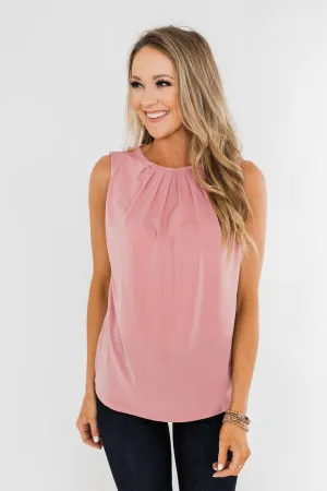 Here I Am Sleeveless Blouse- Dusty Pink
