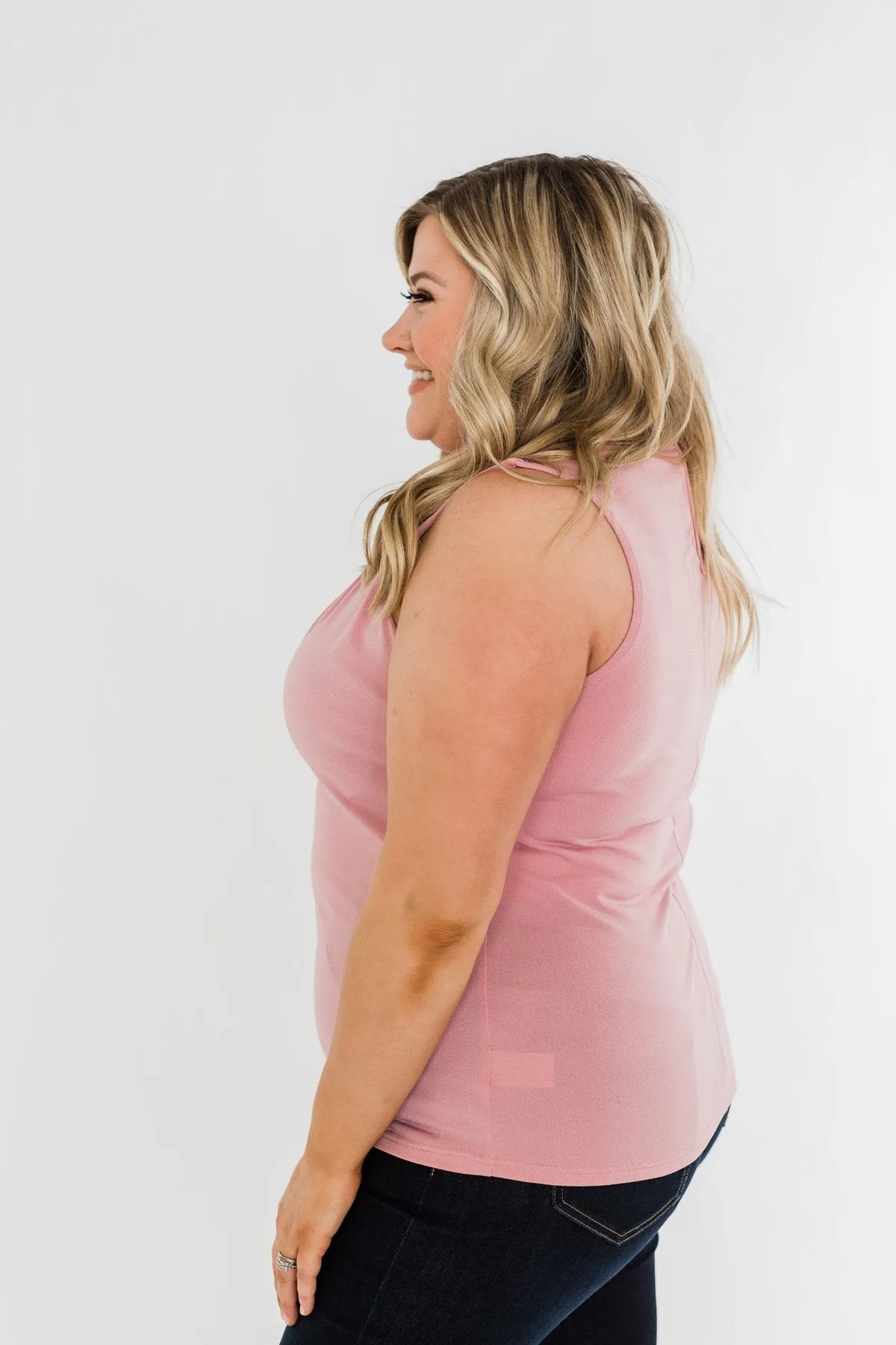 Here I Am Sleeveless Blouse- Dusty Pink