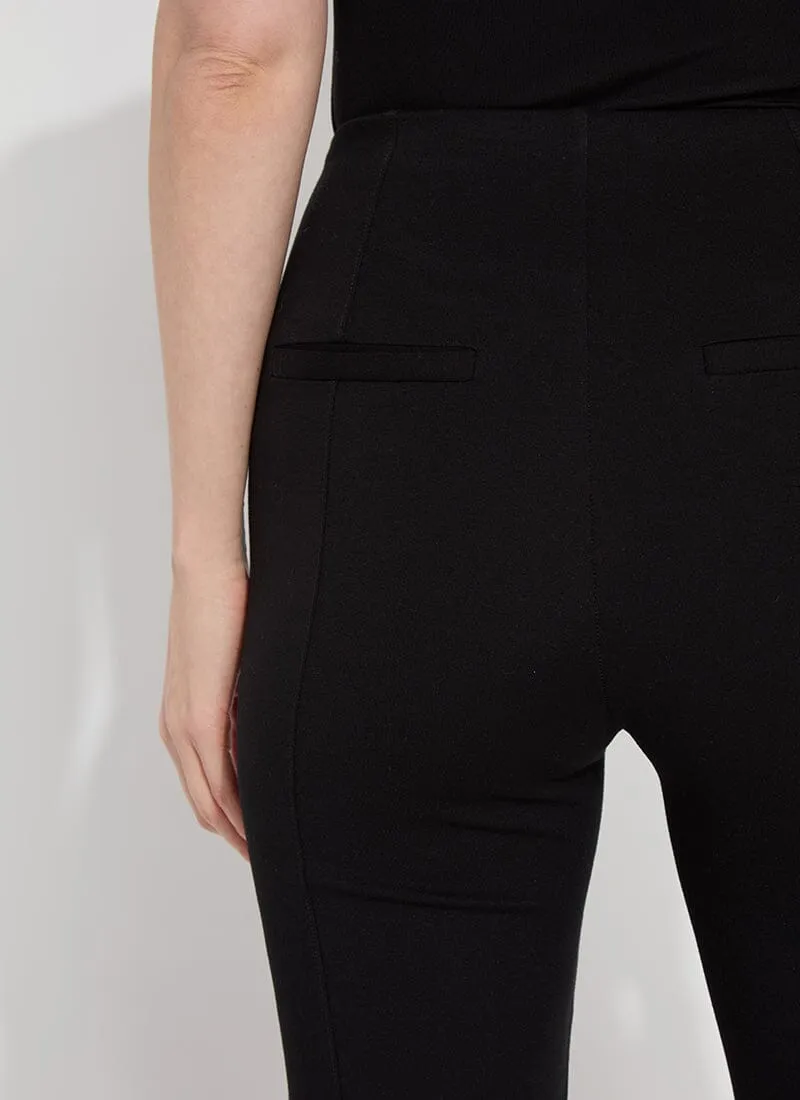 Hi Waist Ponte Trouser with Satin Piping | Black