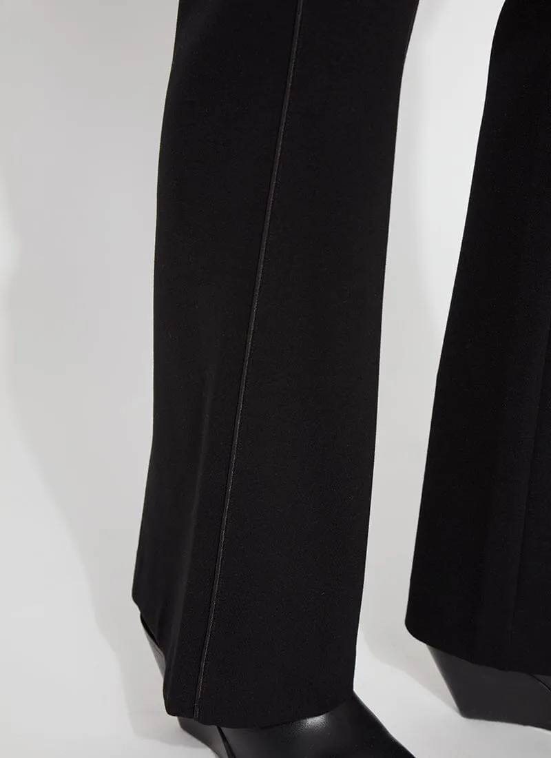 Hi Waist Ponte Trouser with Satin Piping | Black