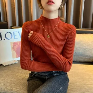 High Neck Orange Knit Top