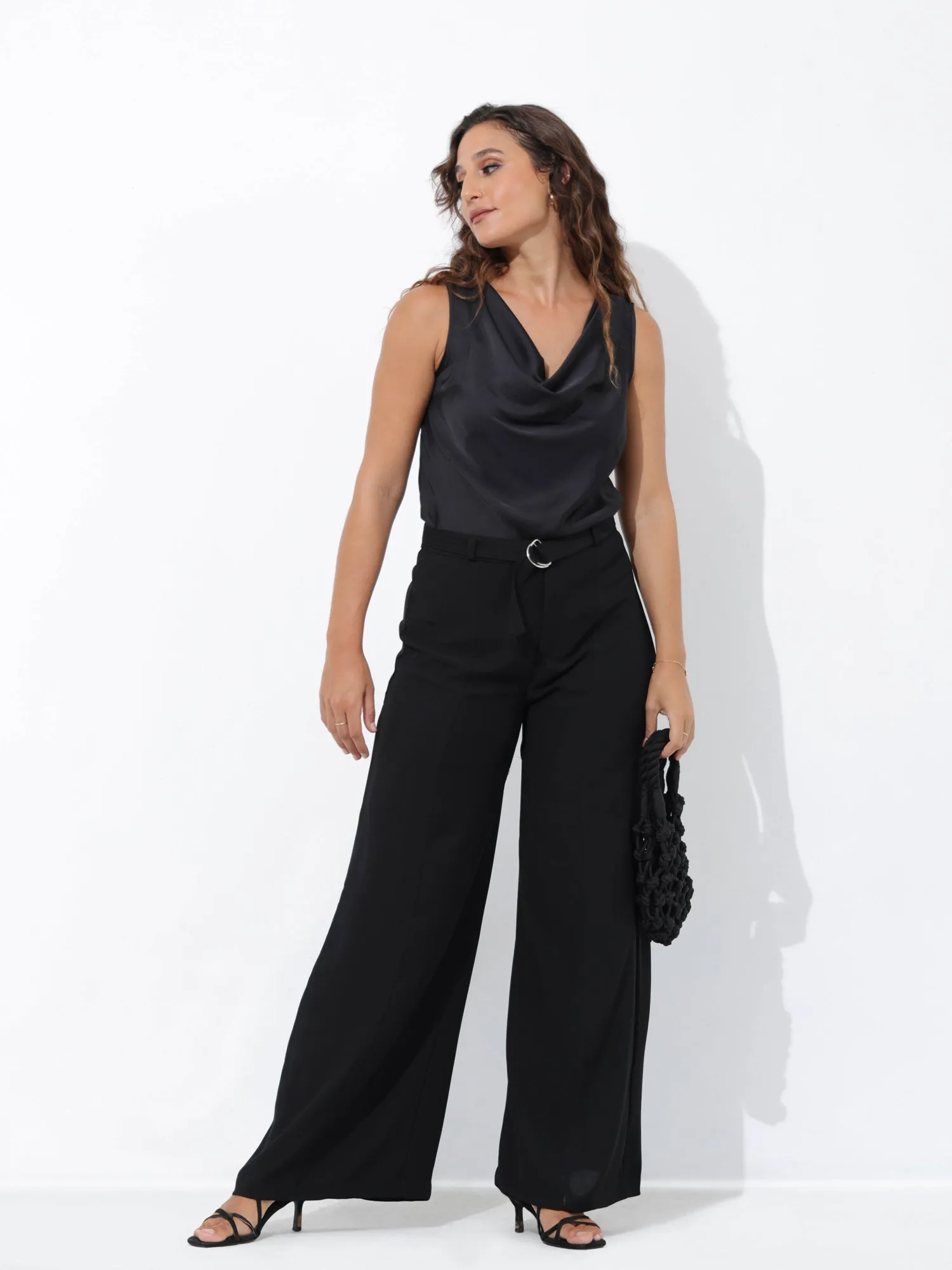 High Waist Belt Detailed Leg Pant