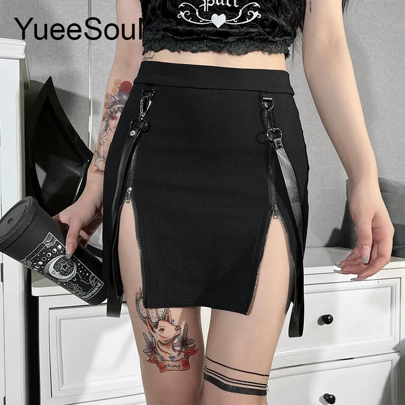 High Waist Goth Dark Mini Skirt