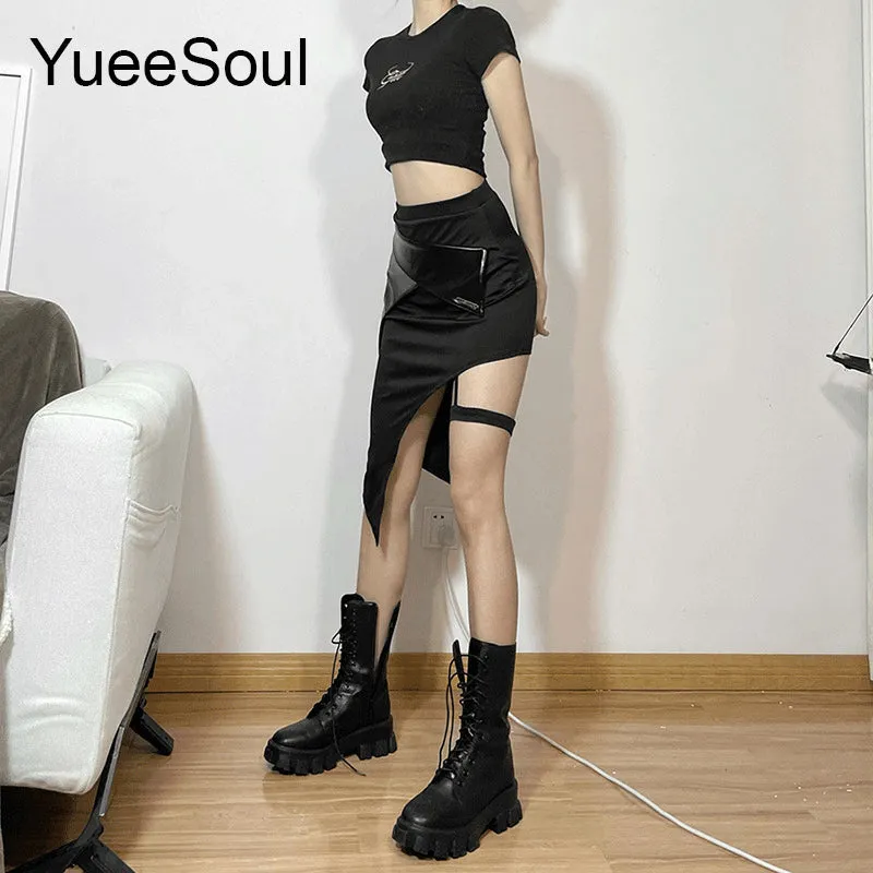 High Waist Goth Dark Mini Skirt