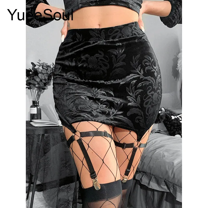 High Waist Goth Dark Mini Skirt