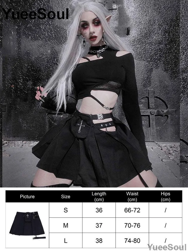 High Waist Goth Dark Mini Skirt
