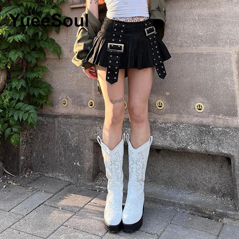 High Waist Goth Dark Mini Skirt