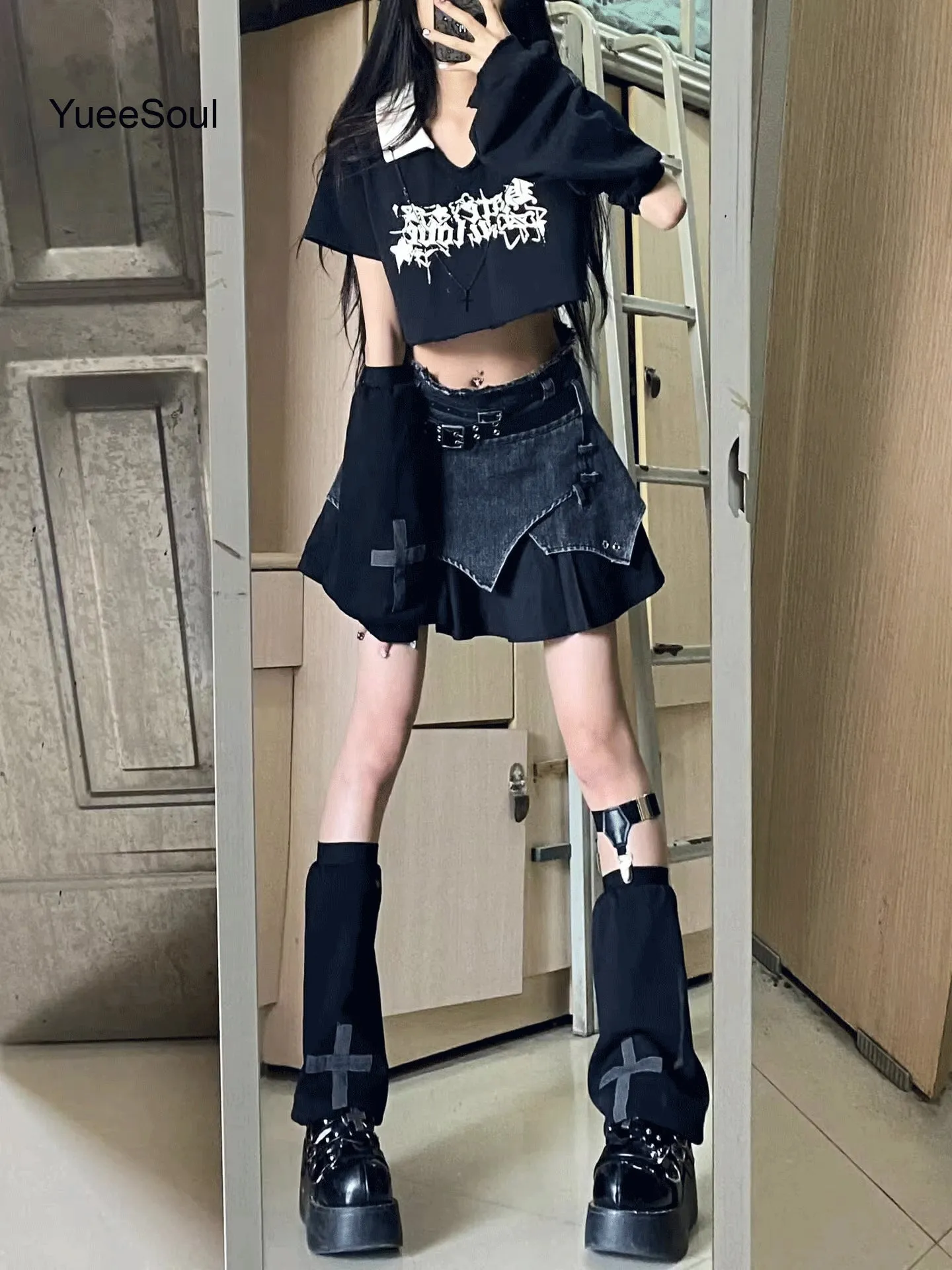 High Waist Goth Dark Mini Skirt