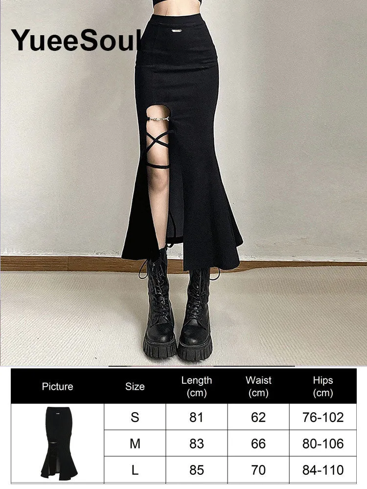 High Waist Goth Dark Mini Skirt