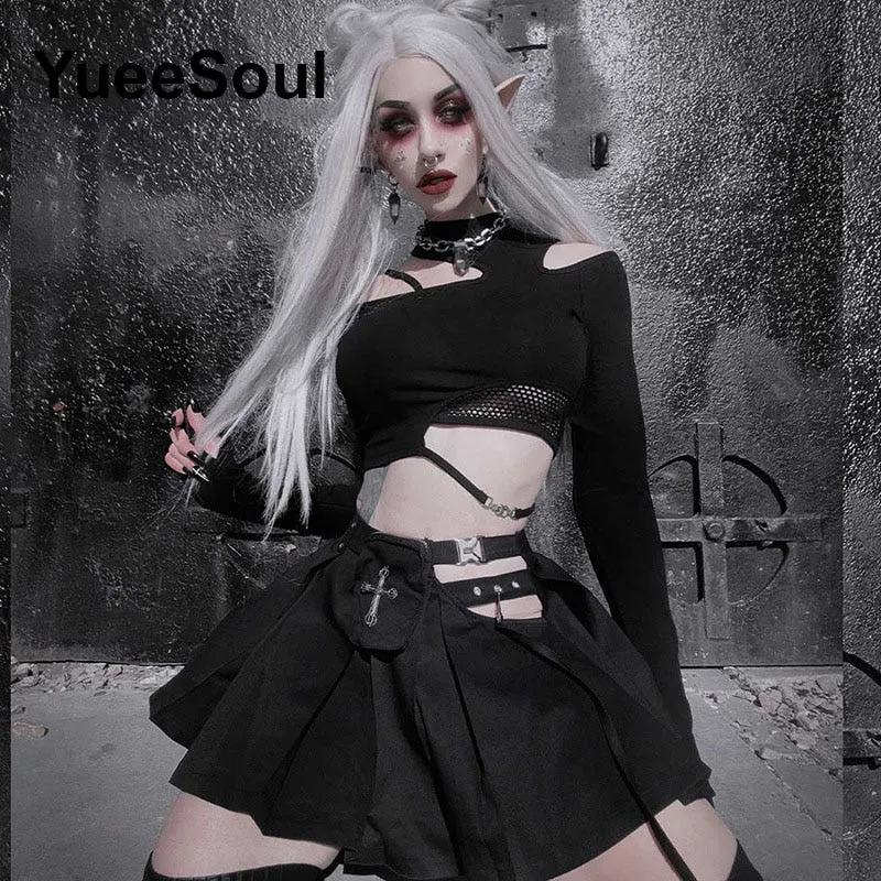High Waist Goth Dark Mini Skirt