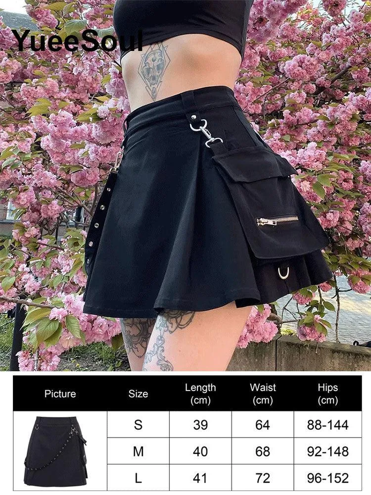 High Waist Goth Dark Mini Skirt