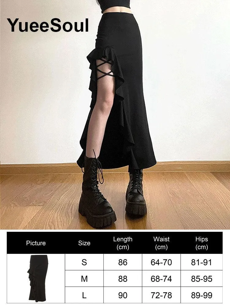 High Waist Goth Dark Mini Skirt