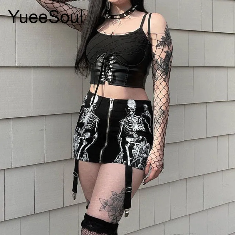 High Waist Goth Dark Mini Skirt