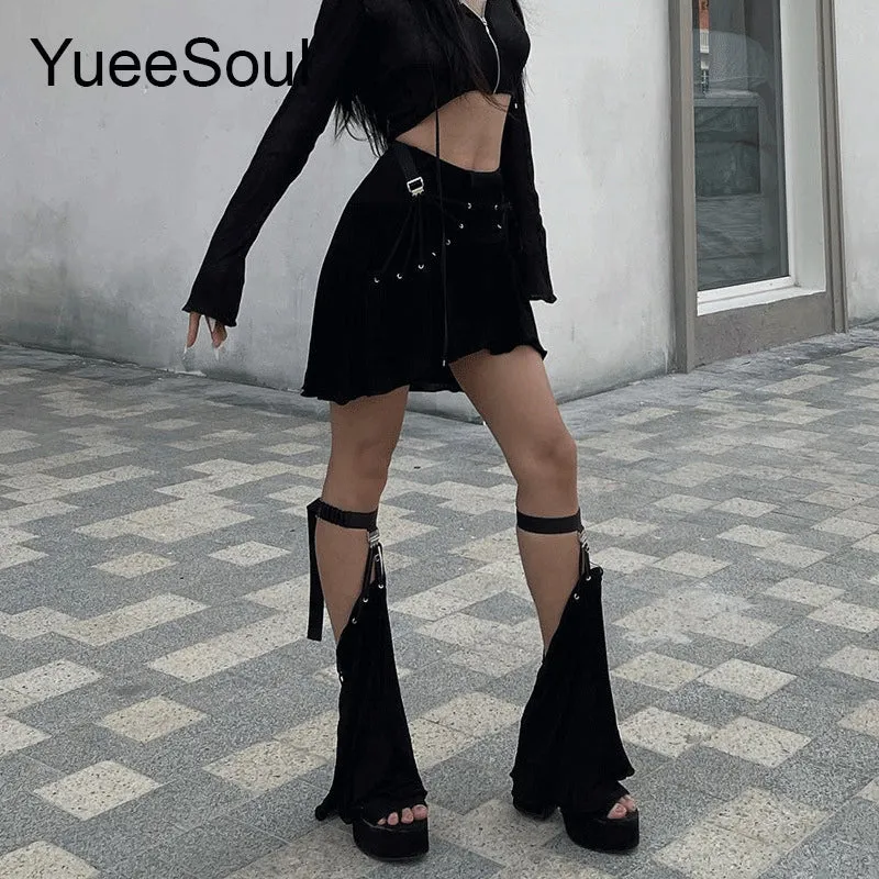 High Waist Goth Dark Mini Skirt