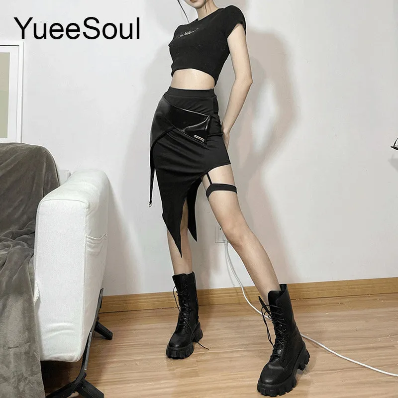 High Waist Goth Dark Mini Skirt