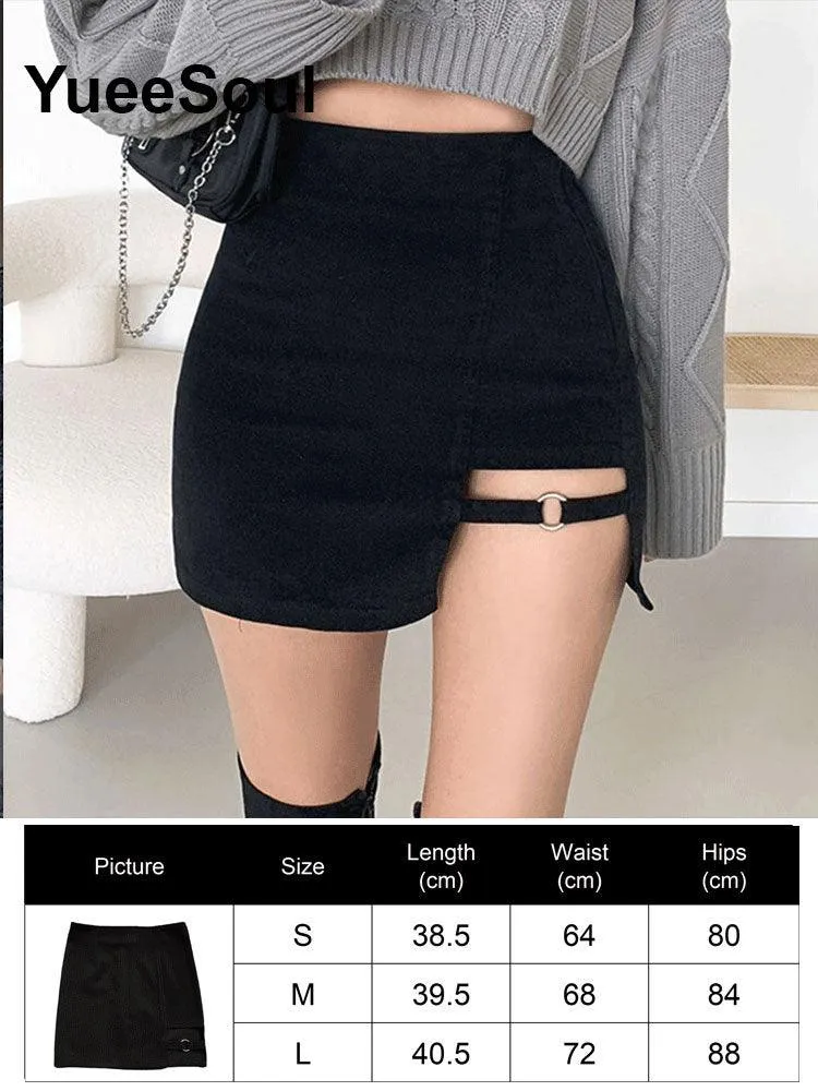 High Waist Goth Dark Mini Skirt