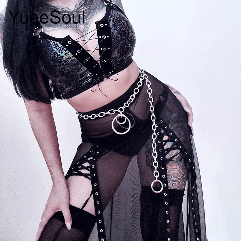 High Waist Goth Dark Mini Skirt