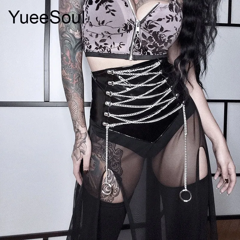 High Waist Goth Dark Mini Skirt