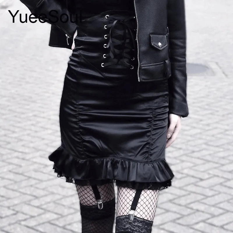 High Waist Goth Dark Mini Skirt