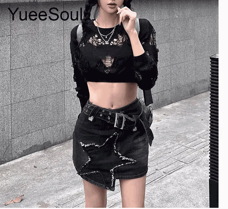 High Waist Goth Dark Mini Skirt