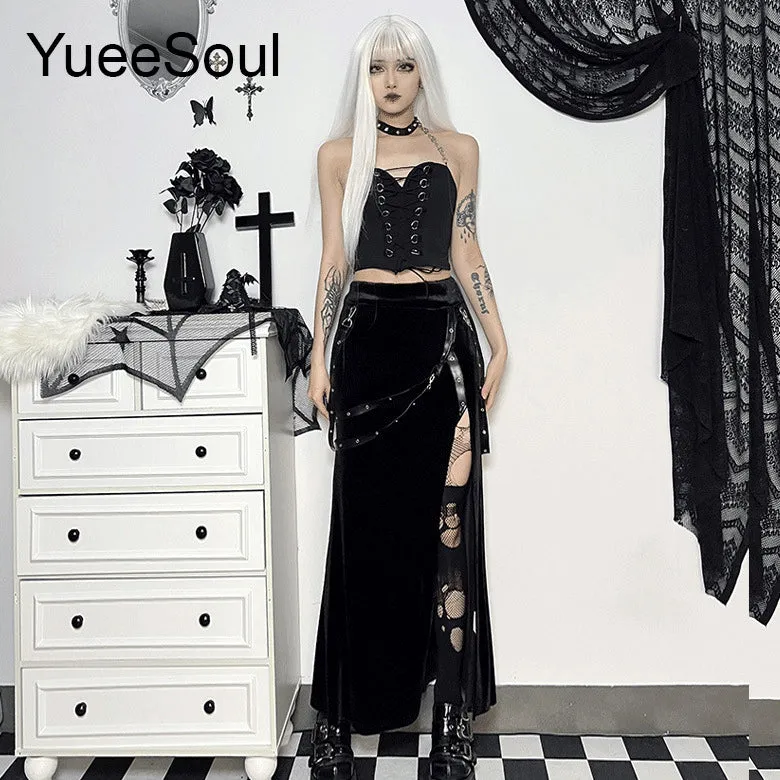 High Waist Goth Dark Mini Skirt