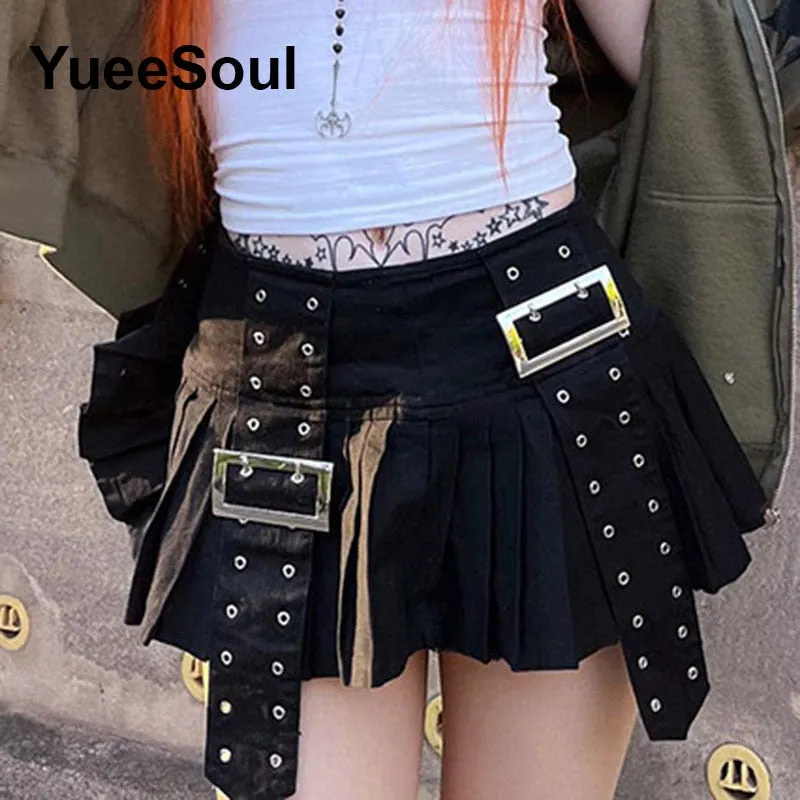 High Waist Goth Dark Mini Skirt