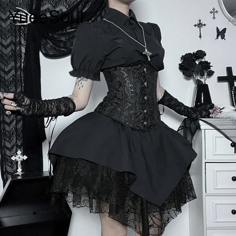 High Waist Goth Dark Mini Skirt