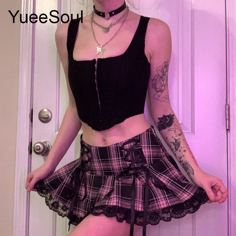 High Waist Goth Dark Mini Skirt
