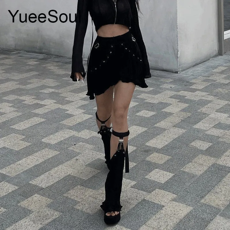 High Waist Goth Dark Mini Skirt