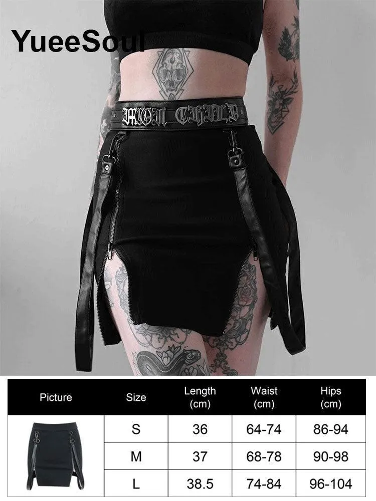 High Waist Goth Dark Mini Skirt