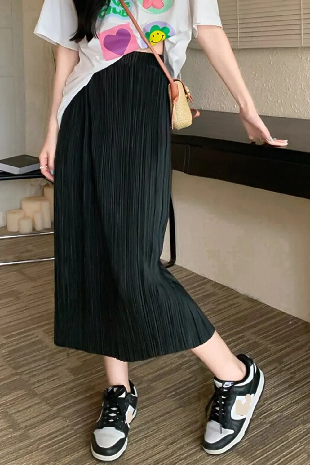 High Waist Split Pleated Long Skirts