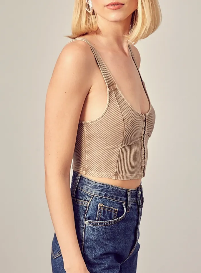 Hook And Eye Rib Knit Crop Top