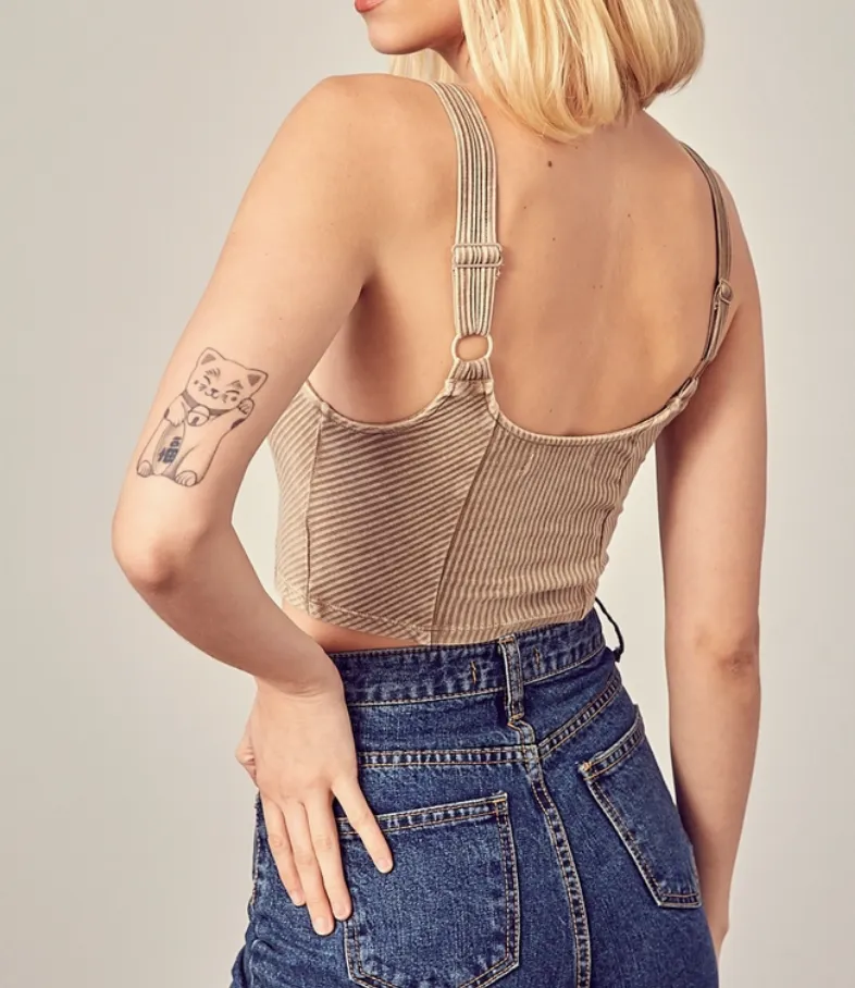 Hook And Eye Rib Knit Crop Top