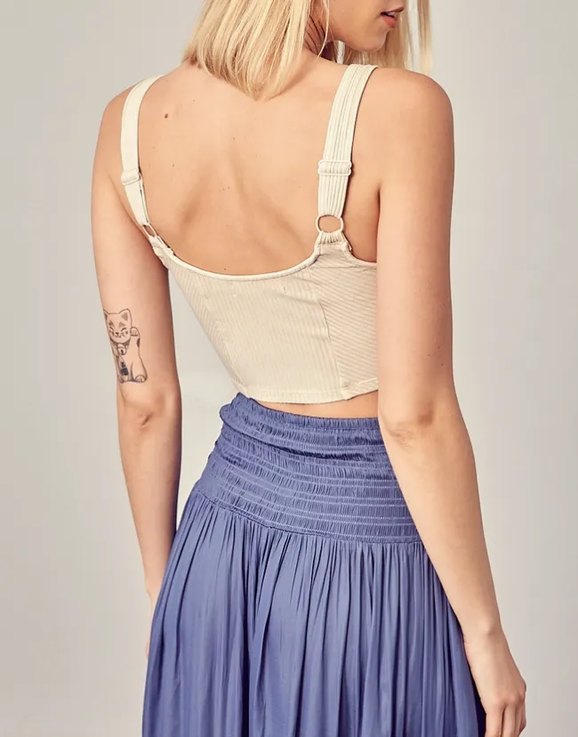 Hook And Eye Rib Knit Crop Top
